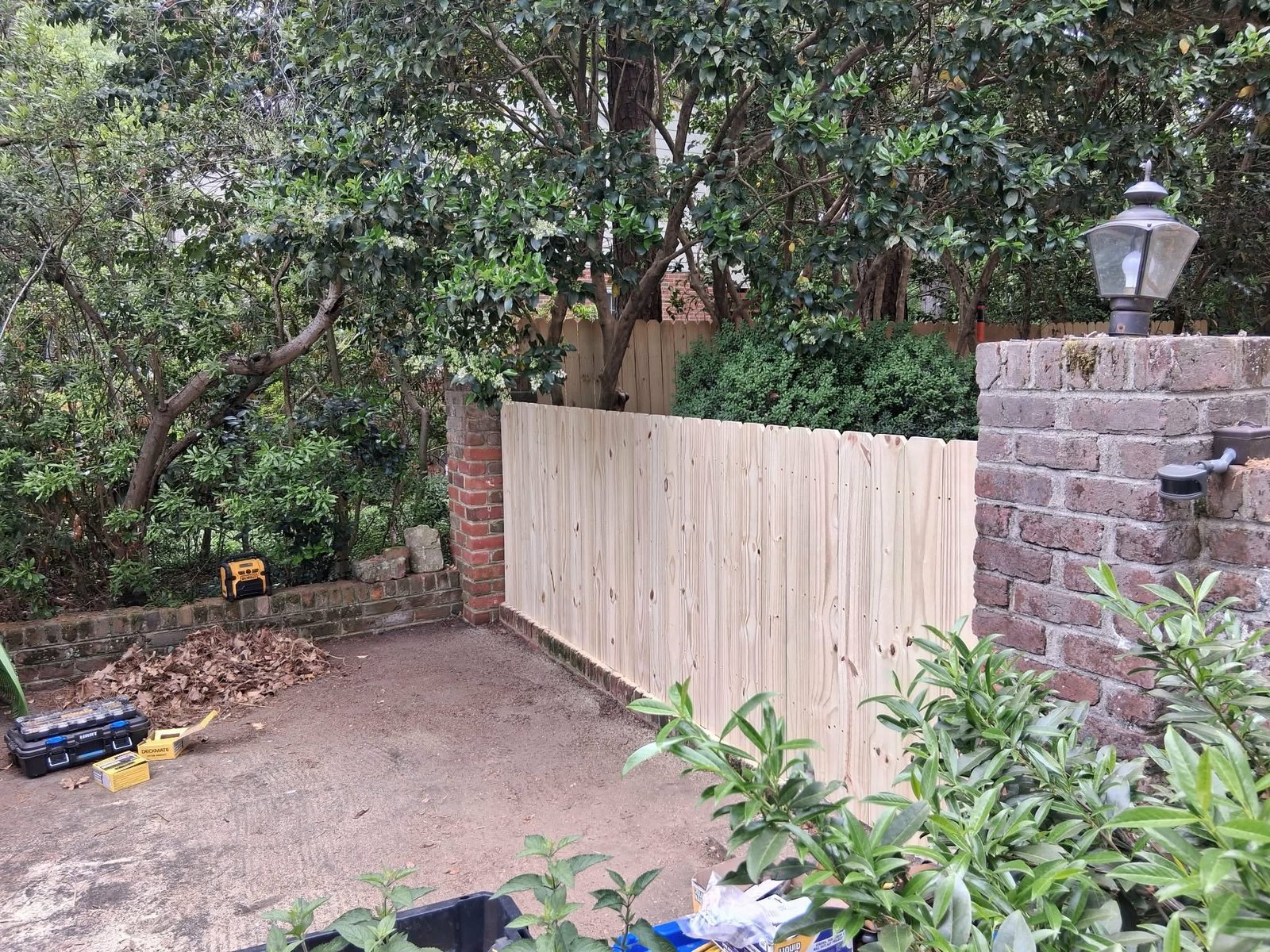 Completed backyard fence and garden cleanup